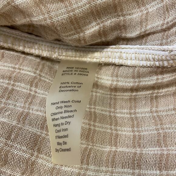 Soft Surroundings Buffalo Check Plaid 3/4 Sleeves Embroidered Blouse - Picture 7 of 7